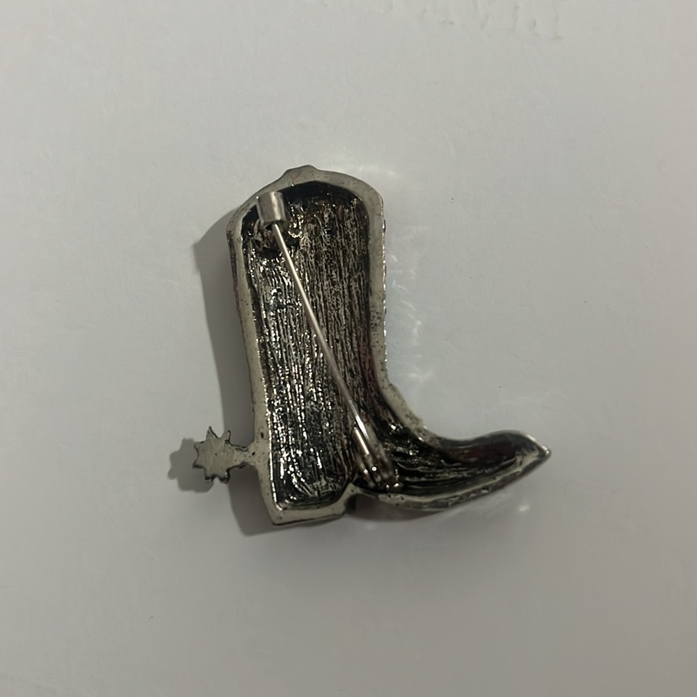 Silver and Blue Rhinestone Cowboy Boot Brooch NWT - Picture 8 of 10